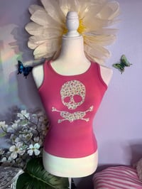 Image 2 of Floral Skull Handmade Tank Top ♡🌸💀(S/M)