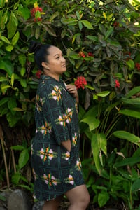 Image 1 of Tropical Bouquet Button Down Collared Dress