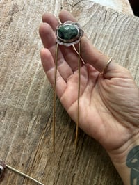 Image 2 of hair fork - green zebra Jasper 
