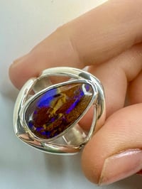 Image 1 of wood replacement boulder opal ring | size 12.5