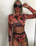 Blazed- Flame Print Crop