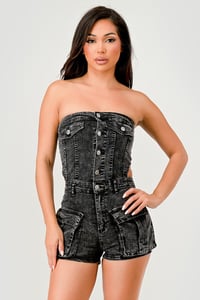 Ash Black Denim SideOut Tube Romper