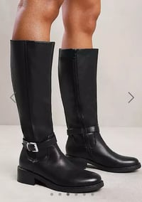 Image 4 of BLACK PU KNEE HIGH ELASTICATED STRETCH BOOT