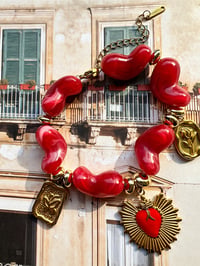 Image 1 of RED BEADED CHARM BRACELET 