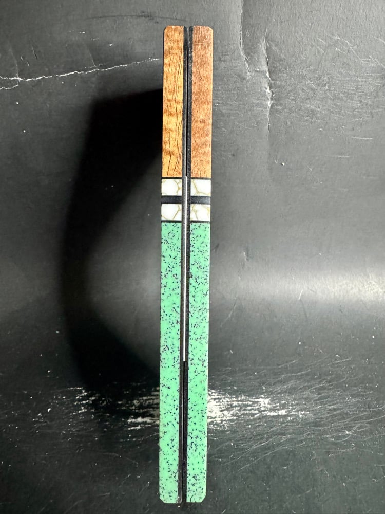 Image of Curly Koa & Seafoam Grip-Tec Segmented Knife Scales