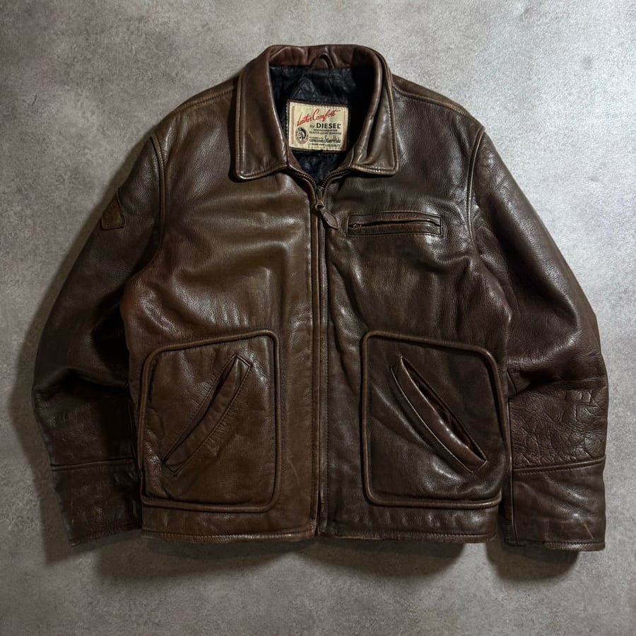Image of 1990s Diesel Heavyweight Leather Jacket, Size Medium