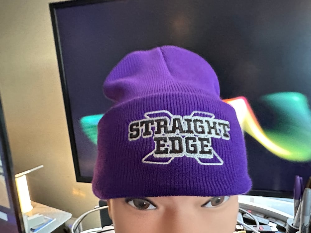 Purple People Eater Straight Edge” Logo Knit Hat With Cuff