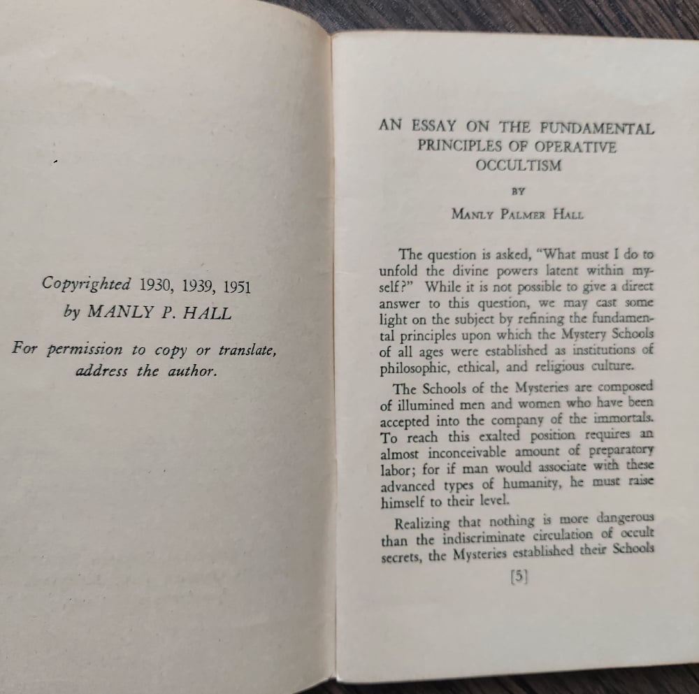 An Essay on the Fundamental Principles of Operative Occultism, by Manly P. Hall