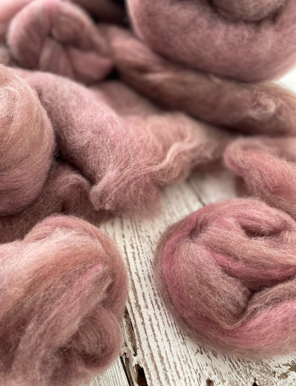 3.3 oz. • Pressed Flowers roving: on Targhee, Rambouillet, Corriedale, Angora