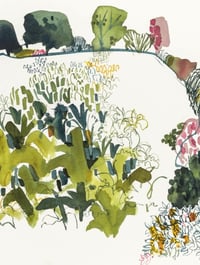 Image 2 of Field full of greens unframed original watercolour painting 