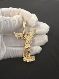Image 3 of Large St. Michael Pendant For Men (Gold Plated)(Pendant Only)