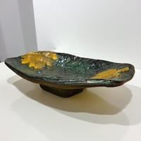 Image 4 of Handmade Forest Green Leaf Bowl - Organic Resin & Clay Art Piece - Unique- Sculptural Fruit Dish 