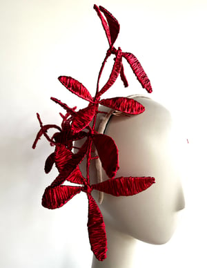 Image of Red raffia headpiece  SOLD