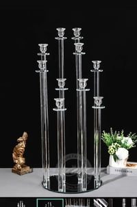Image 2 of 48” Tall 10 Arms Clear Crystal Glass Candle Holders ,Champagne clear Candelabra for rent only 