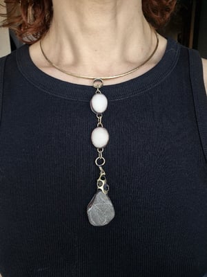 Pebbles and bullet cassings necklace 