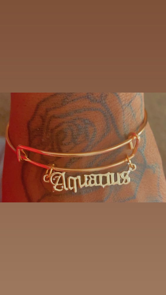 Image of Gold zodiac sign bangle bracelets