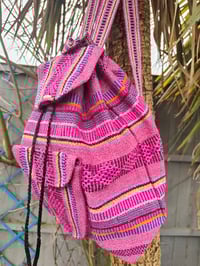 Image 5 of MALIA Mexican Baja woven fabric Backpack - PINK