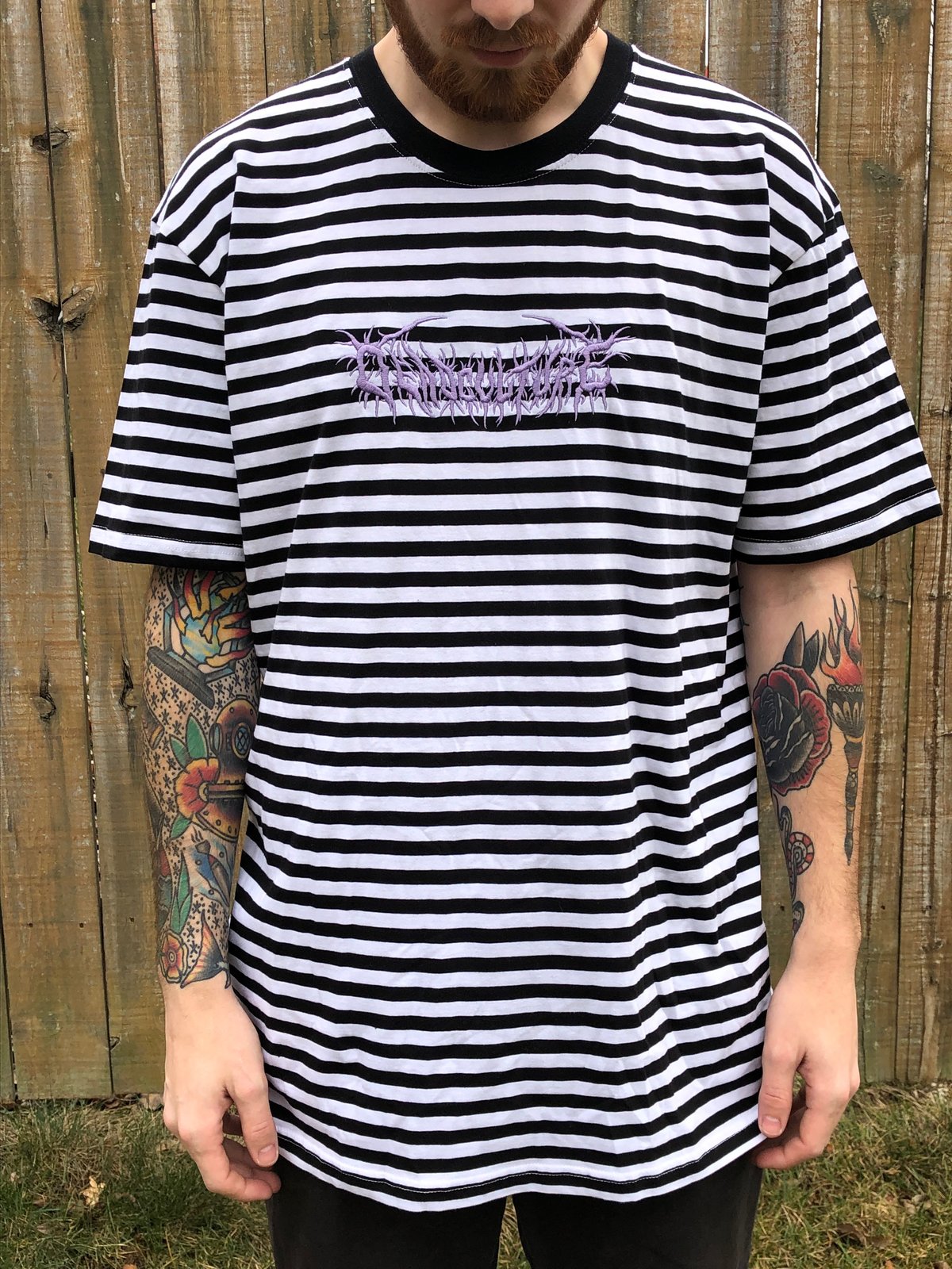 Image of STRIPED EMBROIDERED TEE