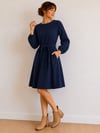 Navy Corduroy Long Sleeve Julia Dress sizes 8-20 with free postage 