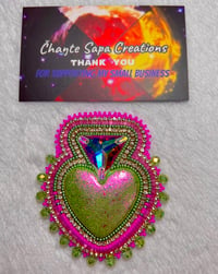 Image 6 of Hand Polished Green Heart Beaded Popsocket