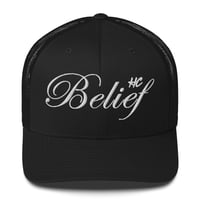 Image 2 of Belief Embroidered Trucker Cap with mesh back