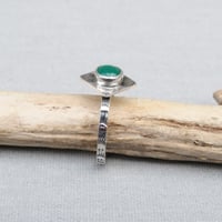 Image 5 of Handmade Sterling Silver Green Onyx Stamped Dainty Ring