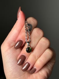 FACETED MOLDAVITE NECKLACE .925 STERLING SILVER (H)