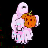 Pink Halloween Ghost Handpainted Woodcutout