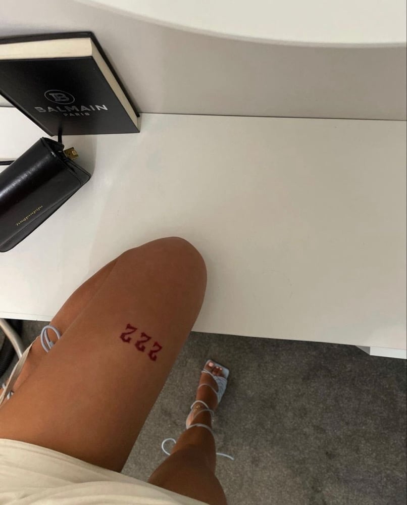 Angel numbers temporary tattoo, 2 pack in black and red