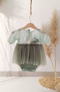 Image 1 of Sitter girls body-dress with flowers | Stella | sage