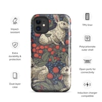 Image 2 of Boho Nature Cottagecore Inspired White Rabbits Among Berries Tough Case for iPhone®