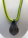 Green and yellow Murano style necklace