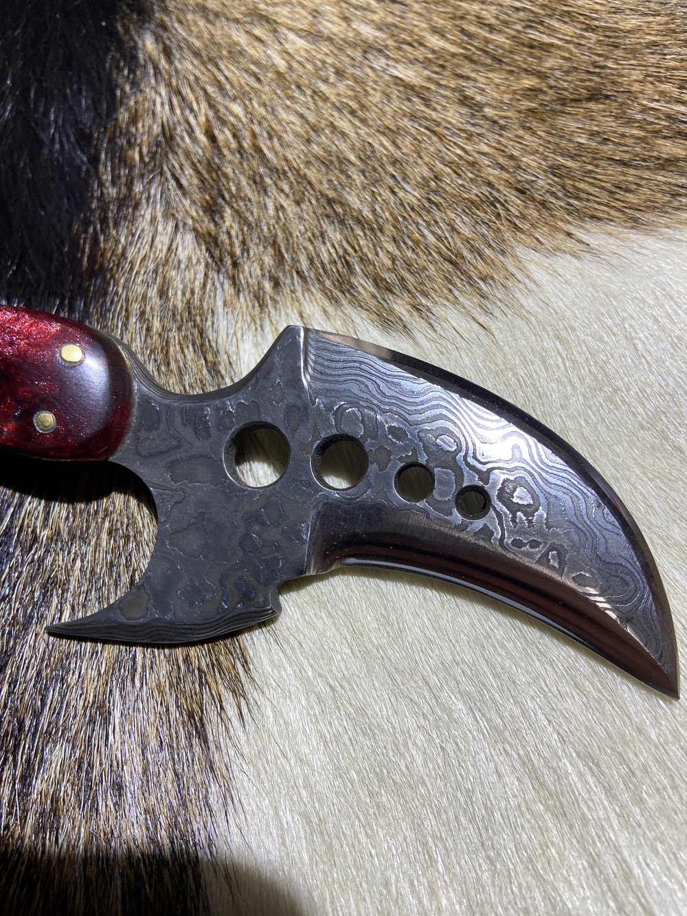 Image of Stunning, Damascus dual razor, edged, hooked blade.