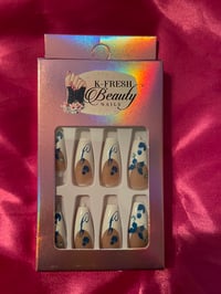 Nails - Long (White Tips/Blue Hearts)