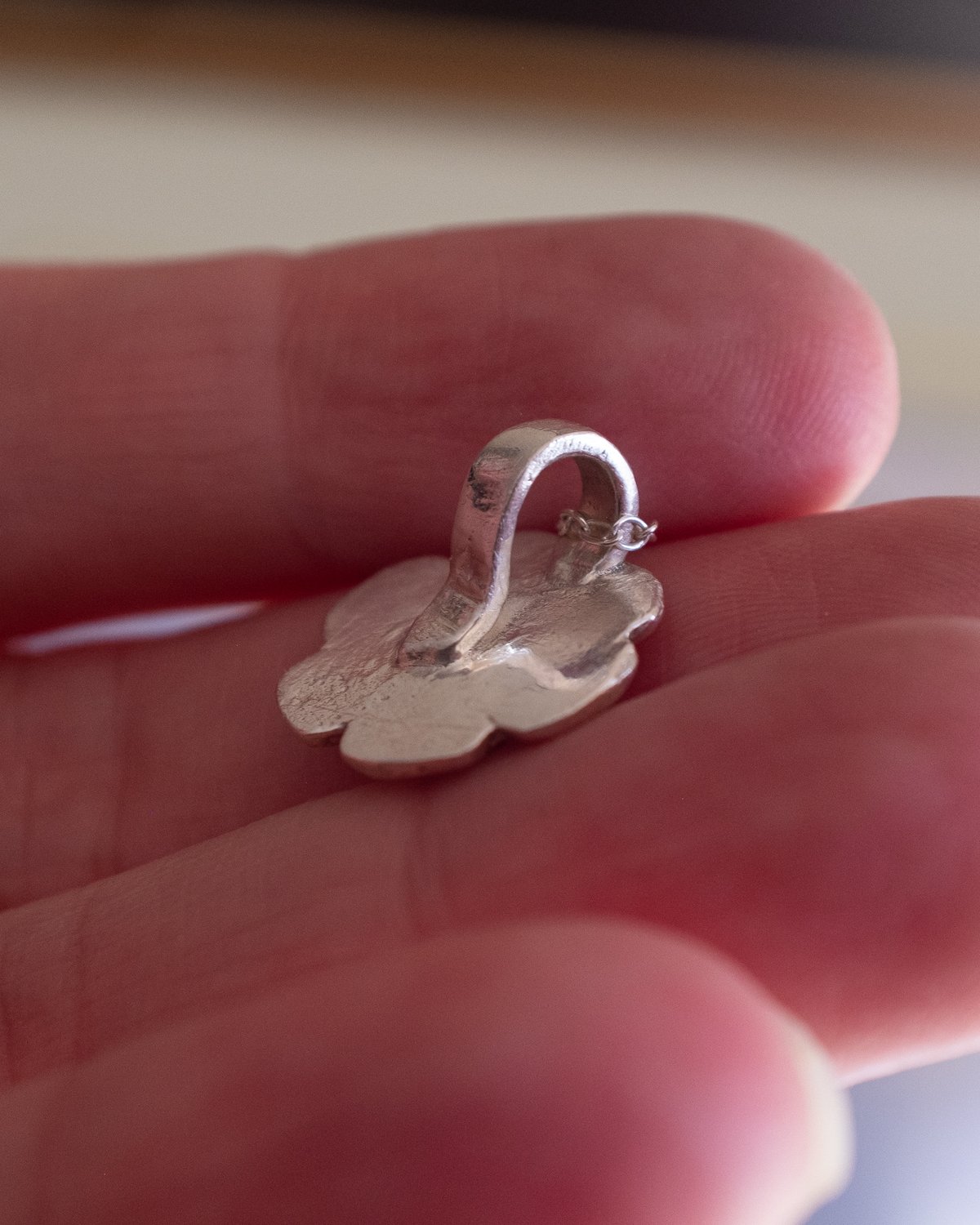 Image of Fine Silver Textured Flower Necklace 