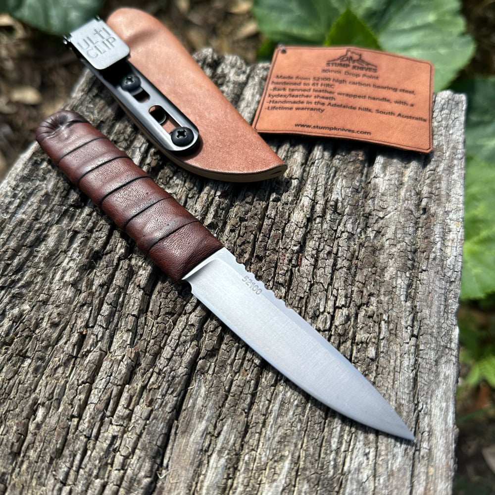 Image of 80mm Drop Point 52100 leather