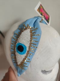 Image 8 of TURQUOISE all seeing evil eye beaded bag and headband