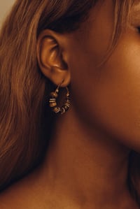 Image 1 of Amber Bead Hoop Earrings
