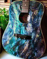 Image 2 of Custom Acoustic Guitar Epoxy Resin Art 'The Satellite'