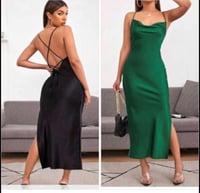 Black Crisscross Back High Split Dress