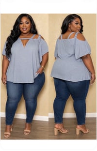 Image 2 of New 4XL SHEIN Curve open shoulder flare sleeve top #186*8