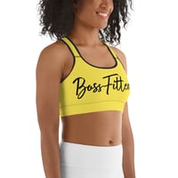 Image 2 of BOSSFITTED Solid Yellow and Black Sports Bra
