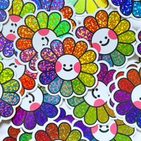 Image 2 of Rainbow flower blob glitter vinyl sticker