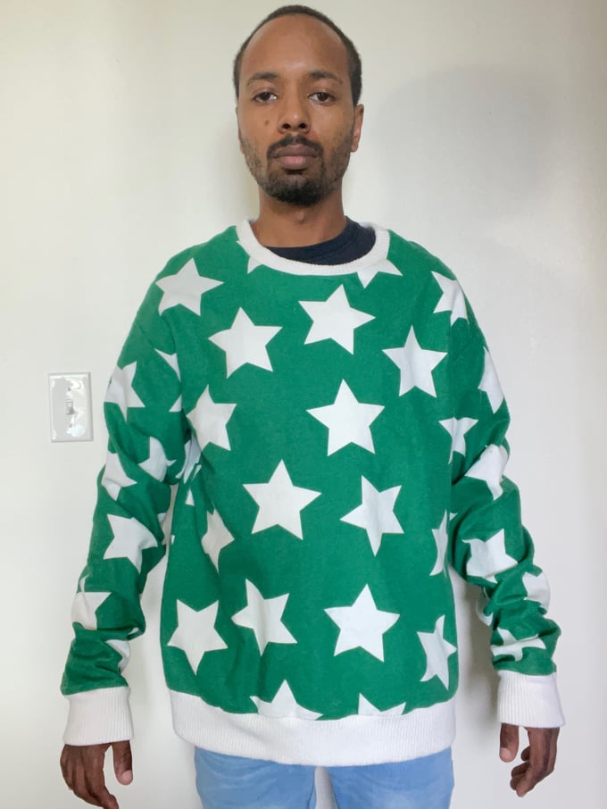 Image of Size Small White and green star sweater