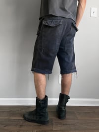 Image 5 of '04 Rick Owens Mud Wash Denim Fatigue Shorts - 33