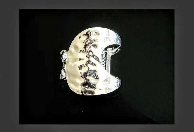 Image of Silver Beaten Cuff Bracelet 