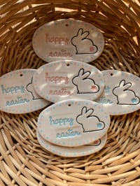 Image 4 of Pastel Polka Dot Happy Easter Bunny Oval Tile