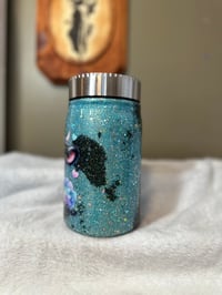 Image 2 of #9 17oz Teal Cow Print Mason Jar