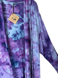 Image 9 of 2X PLUS Jersey Knit Open Cardigan in Purple Haze Watercolor