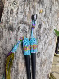 Image 2 of Beaded Tourmaline and feather hair stix